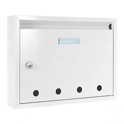 Immagine di Rottner cassetta postale Imola Bianca, in acciaio, con design moderno e compatto, 4 fori per ispezione targhetta portanome, di colore bianco.