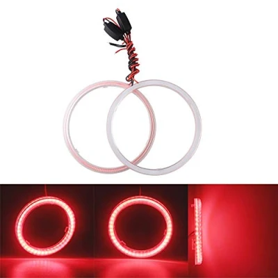 Immagine di Qasim 1 paio 120MM 81SMD COB Led Halo Ring Angelo Occhi Lampada spia di avvertimento faro con paralume Rosso 12V 24V