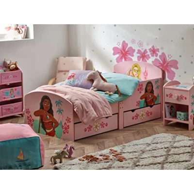 Immagine di Disney Princess, Lettino con robusta struttura in legno composito, lati protetti, doghe legno, per materassi da 140 x 70 cm, materasso non incluso