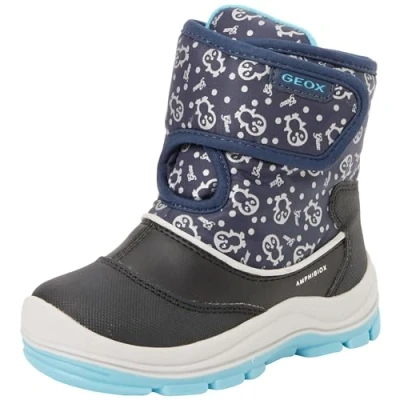 Immagine di Geox Flanfil ABX Unisex Stivali da neve per bambini, Taglia: 21, Navy/turquoise Sintetico / tessuto