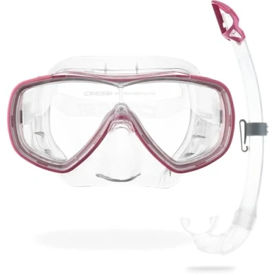 Immagine di Cressi Onda Mare Combo Set Maschera Sub e Snorkel Mexico, Trasparente/Rosa