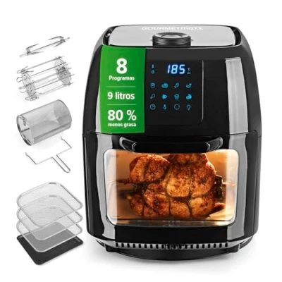 Immagine di GOURMETmaxx Friggitrice digitale XXL ad aria calda 9 litri Frittura senza grassi, con spiedo rotante per pollo e shashlik Friggitrice, forno grill in un unico apparecchio