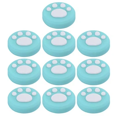 Immagine di Annadue Cat Paw Thumb Grip 10 Pezzi di Ricambio in Silicone Grips Analog Stick Cover Joystick Universale per Switch Lite(Zampa Bianca su Verde)