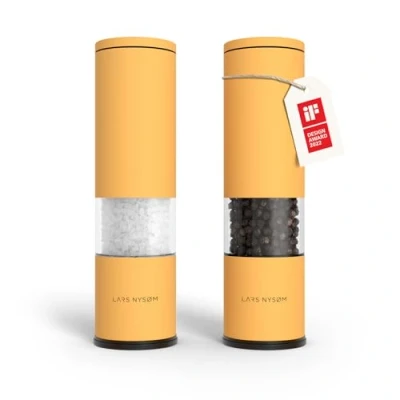 Immagine di LARS NYSØM Set di 2 macina sale e pepe manuale con in ceramica regolabile da grossolana a fine I macinini per spezie design (Mustard Yellow)