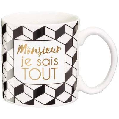 Immagine di LA CARTERIE Draeger Tazza originale da tè offrire in regalo ai propri cari caffè fine porcellana 350 ml 8 cm di diametro x 8,5 altezza Mr.