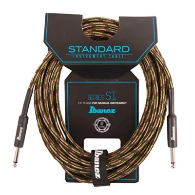 Immagine di Ibanez si20 cgr 6,1 m 2 connettori dritti Standard cavo strumento in tessuto, colore: verde militare