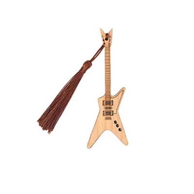 Immagine di Alnicov Segnalibro in bambù a forma di chitarra con nappe