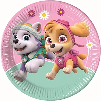 Immagine di Procos PR90274 Piatti di Carta, Modello Paw Patrol Skye &amp; Everest, 8 Pezzi, Rosa/Verde