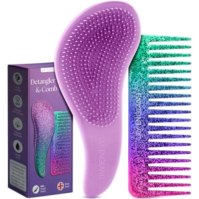 Immagine di Lily England Migliore Spazzola Districante Scioglinodi per Capelli Bagnati, Asciutti, Sottili, Folti e i Più Piccoli Tutti tipi di (Viola, 2 Pack)