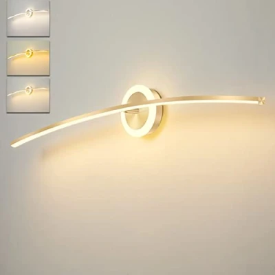 Immagine di Lampada Da Specchio A LED Bagno 80Cm 20W, Parete Dimmerabile Con Luce Specchio, Luminosa IP44, 3000K 6000K, 1600LM, in Alluminio Acrilico, Per Armadi Specchi,D&#039;oro