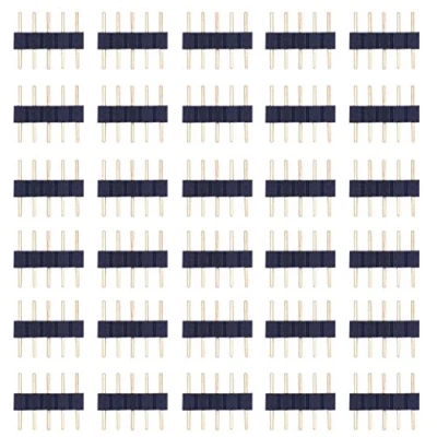 Immagine di LitaElek 30pcs Connettore Striscia LED RGBW maschio a da 5 pin Nastro Regolatore Banda Spina adattatore per SMD 5050 Strip, Nero