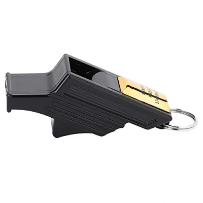 Immagine di DEWIN Pallacanestro Fischio, Fischietti in Acciaio Inossidabile Basket Sport Arbitro Fischietto Campeggio Survival Emergenza Salvataggio Fischi Whistles (Nero &amp; Oro)