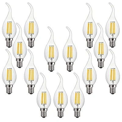 Immagine di ZYUJIA E14 4W Lampadina a Candela LED Dimmerabile(Equivalente 40W) 15 Confezioni C35 Filamento 400LM 2700K Bianco Caldo Lampada Candelabro Vintage Risparmio Energetico