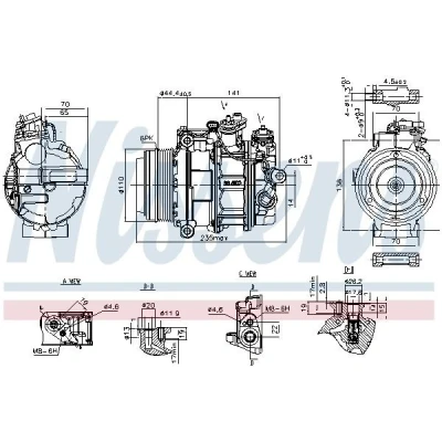 Immagine di NISSENS 890749 Compressore Aria Condizionata 7SAS17C 12 PAG 46 YF R 134a MERCEDES BENZ: Classe V, C T modell, Vito Tourer