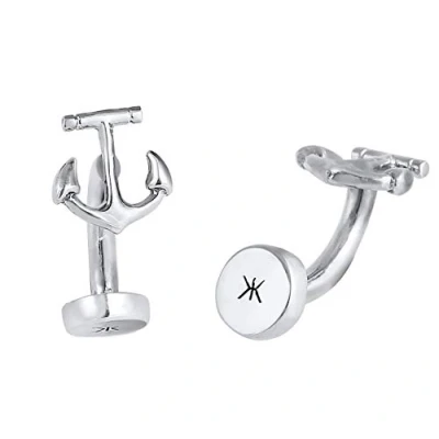 Immagine di kuzzoi Gemelli da uomo con ancora, in argento Sterling 925 lucidato, per camicia, idea regalo matrimonio e compleanno, colore: