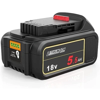 Immagine di Powarobor DCB184 batteria di ricambio agli ioni litio,18 V, 5,5 Ah, Compatibile con batterie DeWalt DCB182 XJ per tutte le macchine a da 18 Volt indicatore livello
