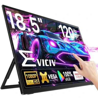 Immagine di EVICIV Monitor Portatile TouchScreen 18,5 Pollici 120Hz, 1080P Portable Schermo con Mini HDMI/Type C per PC Laptop Telefono Switch PS4/5, Supporta VESA