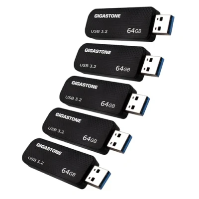 Immagine di Gigastone Chiavetta USB 64 GB Set da 5, Z30 3.2 Gen 1 Professional Serie, Senza cappuccio con design retrattile, compatibile interfaccia 2.0 / 3.0 3.1
