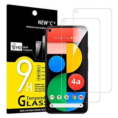 Immagine di NEW&#039;C 2 Pezzi, Vetro Temperato per Google pixel 4a 5G, Pellicola Prottetiva Anti Graffio, Impronte, Senza Bolle, Durezza 9H, 0,33mm Ultra Trasparente, Resistente