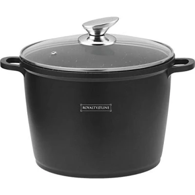 Immagine di Royalty Line tiefer pentola con coperchio in vetro rivestimento marmo, Antiaderente, RL AD28M 28 cm