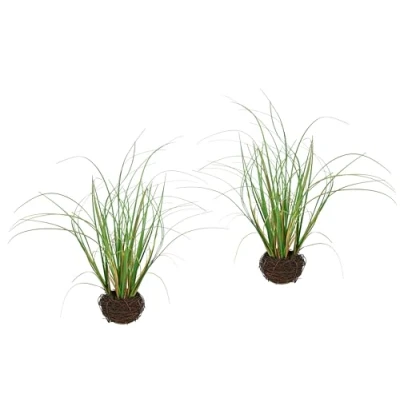 Immagine di erba artificiale nel cespuglio di erba, artificiale, ornamentale, piante verdi, ciuffo solitaria, decorazione per piante, 25 cm