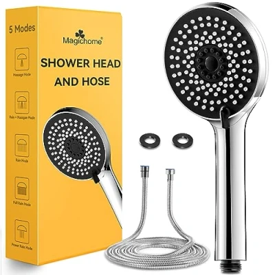 Immagine di Magichome soffione doccia e tubo flessibile da 2 m, ad alta pressione con 5 modalità, universale per bassa dell&#039;acqua
