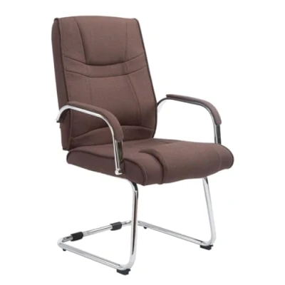 Immagine di CLP Sedia Cantilever XXL Attila In Stoffa I Studio Oscillante Con Imbottitura E Comodi Braccioli Portata 180 KG, Colore:marrone