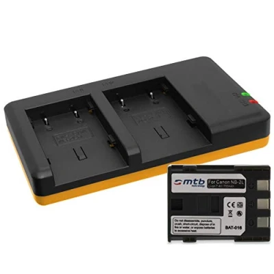 Immagine di Batteria + Caricabatteria doppio (USB) per Canon NB 2L / Powershot G7, G9, S30, S40, S45, S50, S55, S60, S70, S80 EOS 350D 400D…. v. lista! (Cavo USB micro incluso)