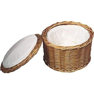 Immagine di cestino per uova APS, beige chiaro, contenitore uova, robusto salice massiccio, circa 20 mantiene il contenuto caldo a lungo grazie alla fodera in tessuto, Ø 25 cm, altezza 17,5 cm