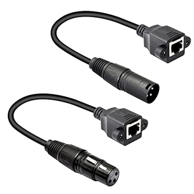 Immagine di GELRHONR cavo adattatore XLR 3 pin a RJ45 femmina, maschio RJ45, di prolunga per connettori rete da controller DMX CON Serie 1 paio