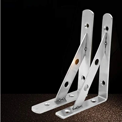 Immagine di Set di staffe per mensole in acciaio inox da 4 mm, con viti, colore argento (confezione 2)
