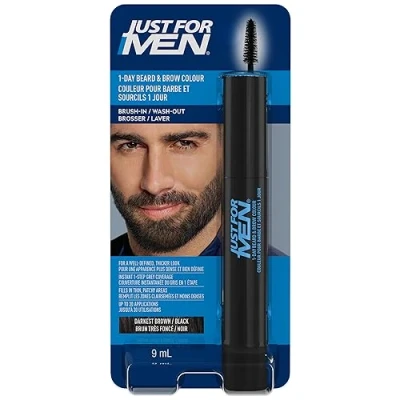 Immagine di Just For Men Ritocco Instantaneo Del Grigio Barba E Sopracciglia Per Uomo, Colorazione Temporanea Un Look Più Folto Ben Definito, Fino A 30 Applicazioni, Colore Nero