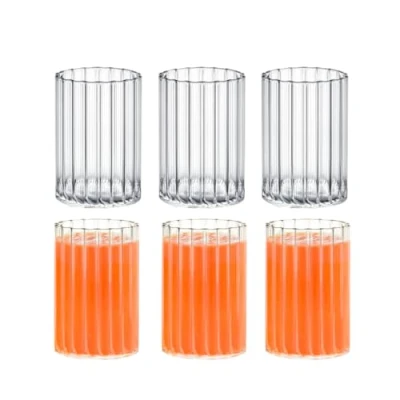 Immagine di Wilmax bicchieri in vetro scanalato Set di 6 da 200 ml per acqua, succhi frutta, limonata, tè, caffè freddo, cocktail succo lavabili