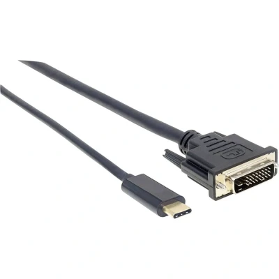Immagine di Manhattan USB C® / DVI Cavo adattatore Spina C®, D 24+1pol. 2.00 m Nero 152457