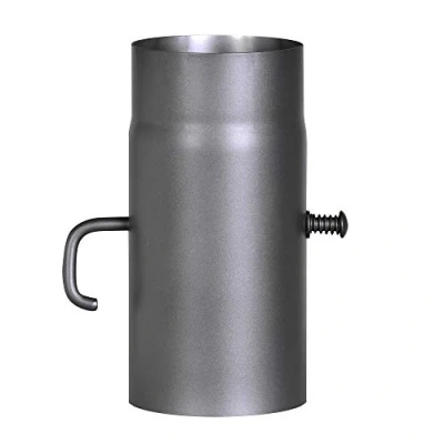 Immagine di FIREFIX RD130/2D Tubo per stufa, in acciaio spesso 2 mm, diametro 130 camini e focolari, Senotherm, grigio scuro, lunghezza 250 con lembo di regolazione