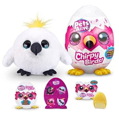 Immagine di Pets Alive Chirpy Birds Animali giocattolo interattivi a sorpresa con parlare elettronico e ripetizione, cacatua bianco