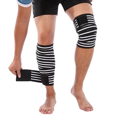Immagine di 1 Paio Impacchi per le Ginocchia, Forte Supporto Fascie Ginocchia Fascia Palestra Elastica Fasce Squat Powerlifting Tutore Ginocchio Body Building