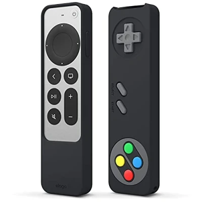 Immagine di elago Custodia Retrò R4 Compatibile con Telecomando Apple TV 4K Siri 3a Generazione(2022) e 2a Generazione(2021) Design Classico Controller [Non Funzionante], Cordino Incluso, Antiurto (Nero)