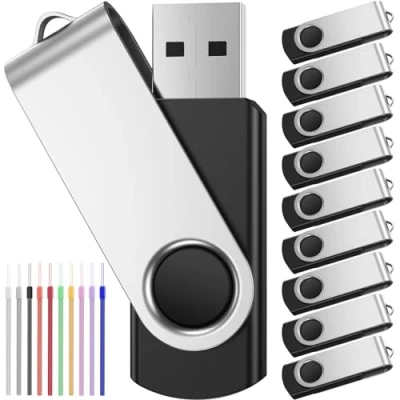 Immagine di FEBNISCTE Chiavette USB 2.0, 1 GB, pieghevoli, per bambini, colore nero, con corde da polso