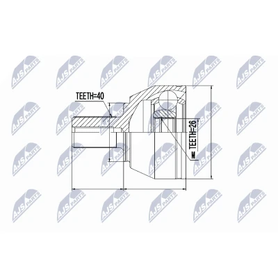 Immagine di NTY NPZ FR 040 Kit Giunto Omocinetico Assale anteriore Dx, Sx con anello di sicurezza interno FORD: S Max Mk1, MONDEO 4 Turnier
