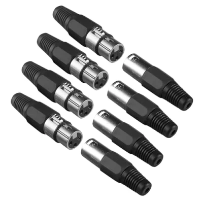 Immagine di wecan 4set Connettori Xlr Maschio Femmina 3 Pin Testa per Cavo Dmx, Bilanciato Presa Cannon da Saldare Microfono, Connettore Poli Spina Terminali Luci Dmx