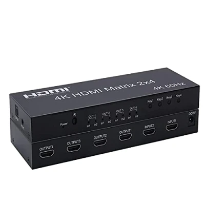 Immagine di Fashion Swallows 4K HDMI Matrix 2X4 Splitter 60Hz 2 in 4 Out Switcher Estrattore Audio AUX SPDIF Ridurre per PS3/4 TV DVD