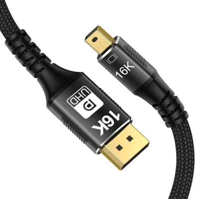 Immagine di CABLEDECONN Cavo da Mini DP a DisplayPort 16K 3M 8K (76804320) 120Hz 4K 240Hz 2.0 Trasmissione Bidirezionale
