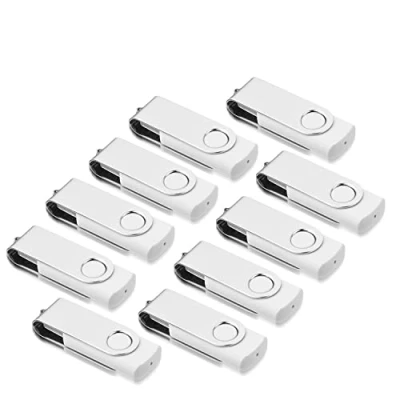 Immagine di AreTop, confezione da 10 chiavette USB 2.0 dal design girevole, Flash Drive bianco 8 GB