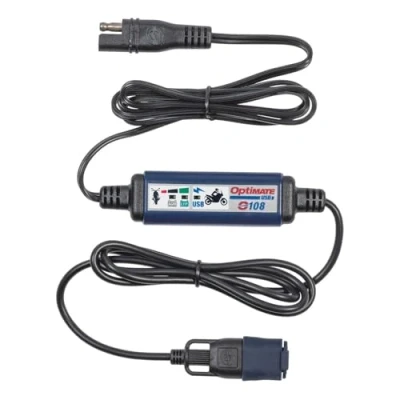 Immagine di TecMate OptiMATE USB O 108, Caricabatterie 3.300 mA con scollegamento automatico della batteria, resistente alle intemperie, SAE, cavi interni ed esterni