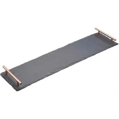 Immagine di Artesà Vassoio in Ardesia con Manici Rame, Perfetto per Buffet e Pranzi, 60 x 15cm, Nero