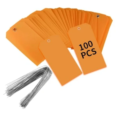Immagine di JNJOOD 100 etichette per spedizioni in plastica con filo, pezzi, 10 x 6,9 cm, impermeabili, resistenti