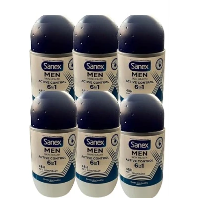 Immagine di Sanex Men Active Control, deodorante uomo, roll on, confezione da 6 pezzi x 50 ml