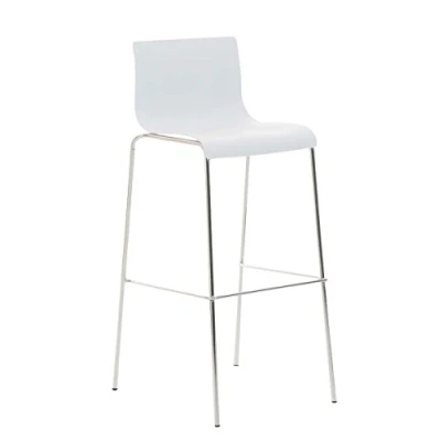 Immagine di CLP Sgabello Bar Hover In Polipropilene I Fisso Alto Metallo, Colore:bianco, Colore del telaio:cromo