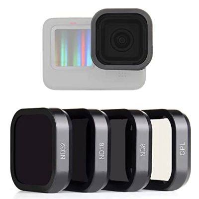 Immagine di SOONSUN Confezione da 4 filtri per lenti CPL ND8 ND16 ND32 GoPro Hero 12 11 10 9 nero, densità neutra e filtro polarizzatore circolare fotocamera nero